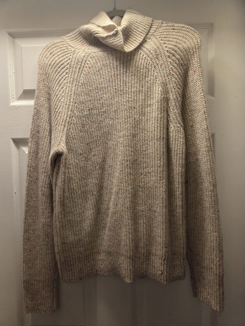 Womens Cream Turtleneck Knit Sweater